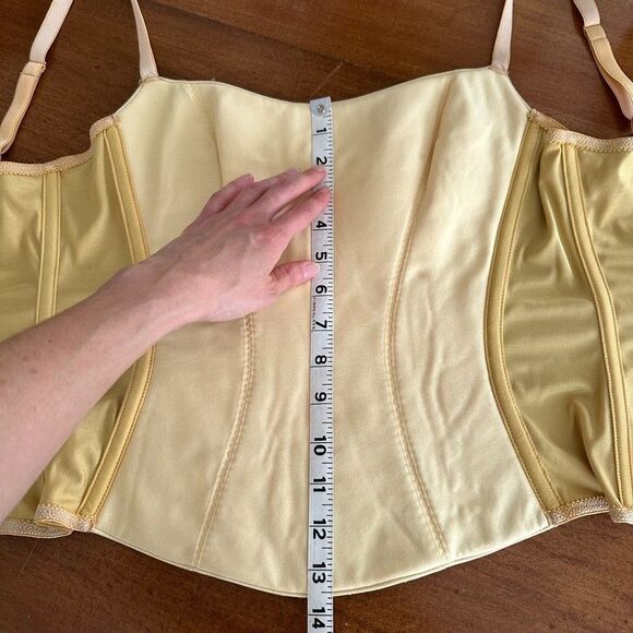 On Gossamer Gold Satin Corset Cami Top M Lingerie Diamond Quilted Cupped PinUp - Picture 14 of 16